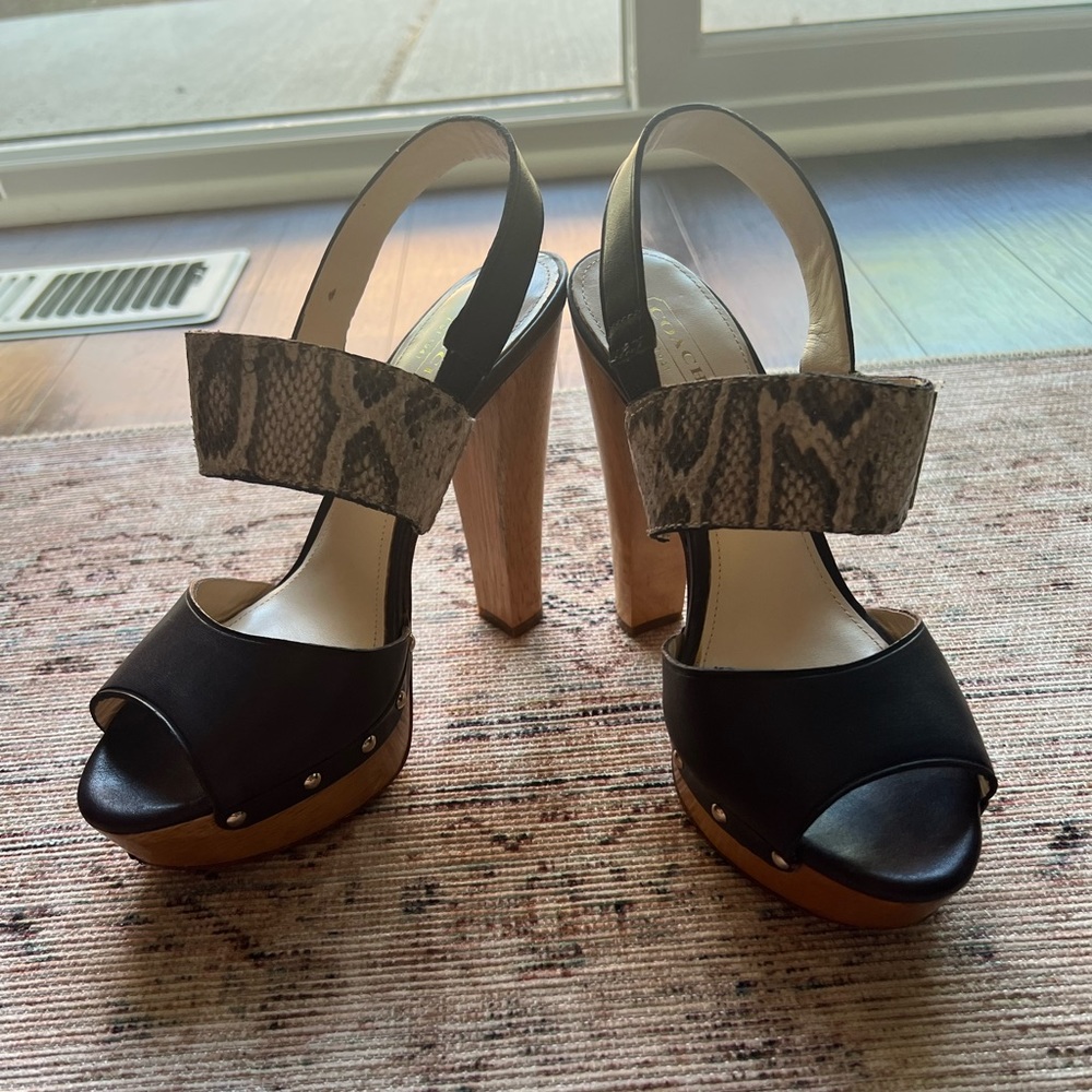 Coach Darcey Printed Python High Heel Sandals - image 1